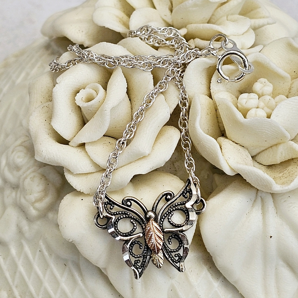 12K Butterfly Anklet Bracelet on 925 Chain - Picture 2 of 15